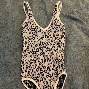 Pink cheetah print spandex bodysuit